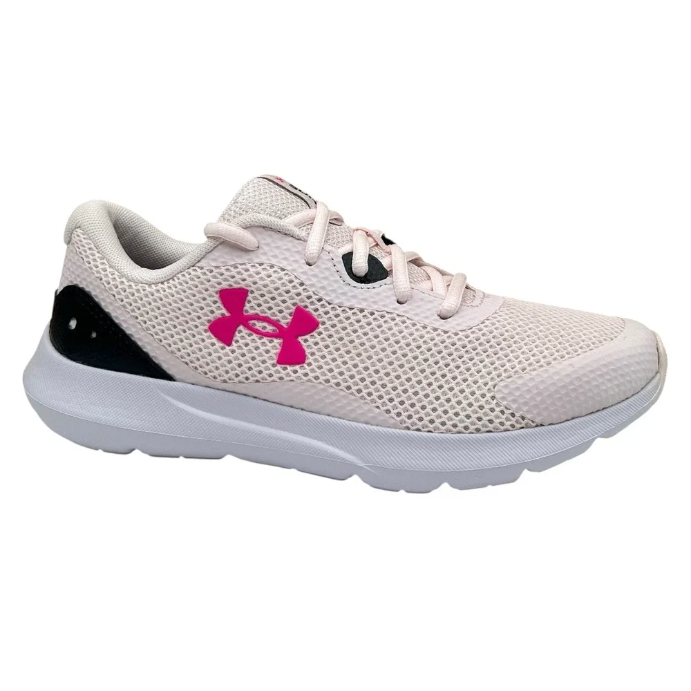 Under Armour GGS Surge 3 Youth Girls Running Shoes Size 6.5Y Pink Note White